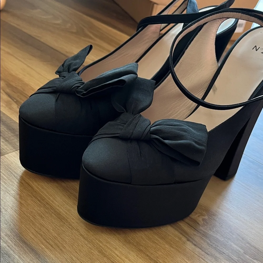 N21 Numero Ventuno Faille Seta 999 Nero Platform Heels EU 39 (US 8)‎ NWOT